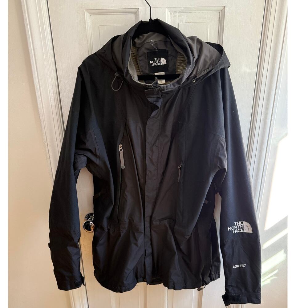 The North Face GORE-TEX Mountain Jacket Black Hooded Vents Men's XL EUC